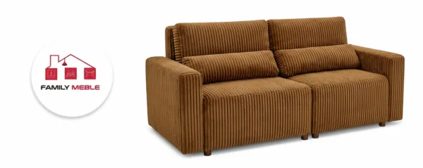 Family Meble — Kanapa 2 os sofa rozkładana spania pojemnik rudy sztruks wygodna Komo