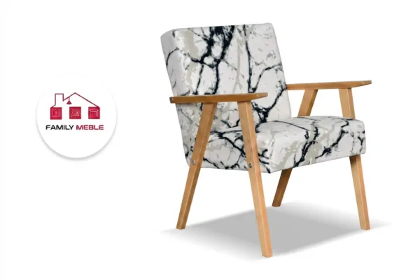 Family Meble — Fotel w stylu PRL retro krzesło vintage biały Soler Family Meble