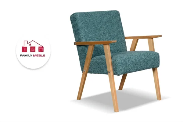 Family Meble — Zestaw 2 foteli w stylu PRL retro krzesło vintage niebieski Soler Family