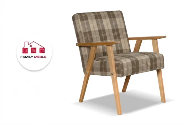 Family Meble — Zestaw 2 foteli w stylu PRL retro krzesło vintage plecionka brąz Soler