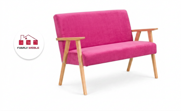 Family Meble — Sofa w stylu PRL retro kanapa vintage różowy fuksja Soler Family Meble