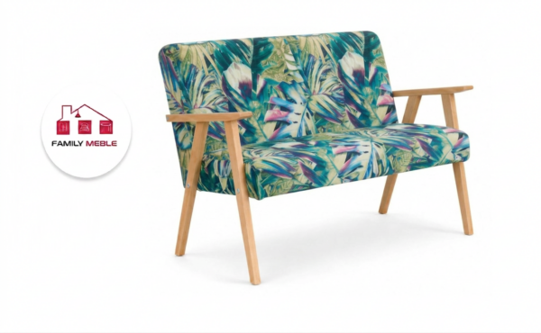 Family Meble — Sofa w stylu PRL retro kanapa vintage tropikalny zielony Soler Family Meble