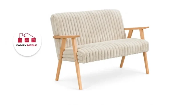 Family Meble — Sofa w stylu PRL retro kanapa vintage sztruks beż Soler Family Meble