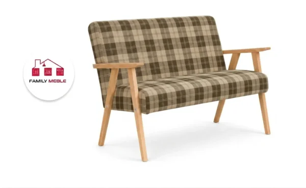 Family Meble — Sofa w stylu PRL retro kanapa vintage pleciony brąz Soler Family Meble