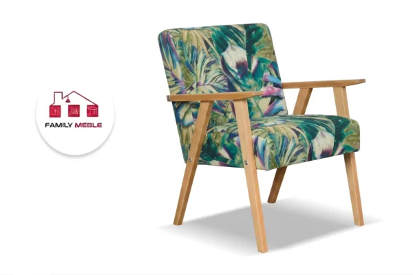 Family Meble — Zestaw wypoczynkowy sofa 2-os 2 fotele retro vintage zielona Soler Family