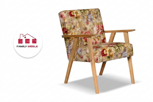 Family Meble — Zestaw wypoczynkowy sofa 2-os 2 fotele retro vintage kwiaty brąz Soler