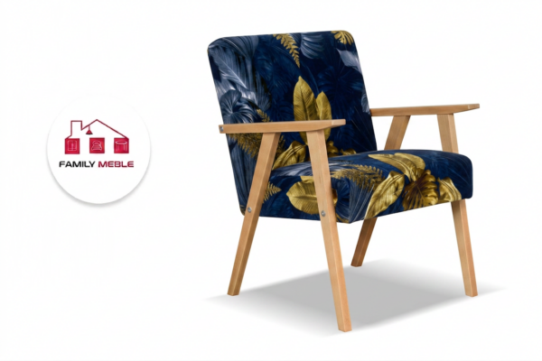 Family Meble — Zestaw wypoczynkowy sofa 2-os 2 fotele welur granatowy Soler Family Meble