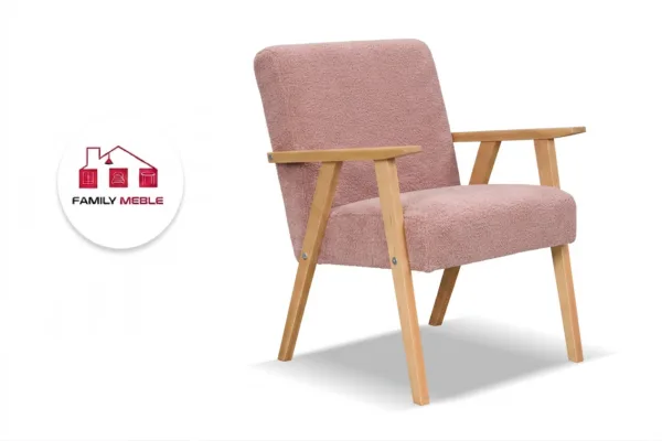 Family Meble — Zestaw wypoczynkowy sofa 2-os 2 fotele welur różowy Soler Family Meble