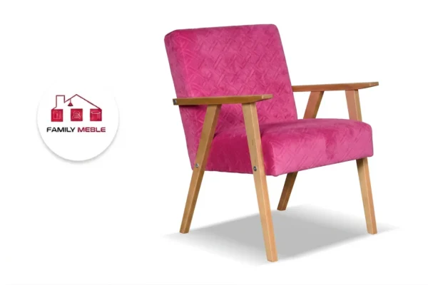 Family Meble — Zestaw wypoczynkowy sofa 2-os 2 fotele retro vintage różowy Soler Family