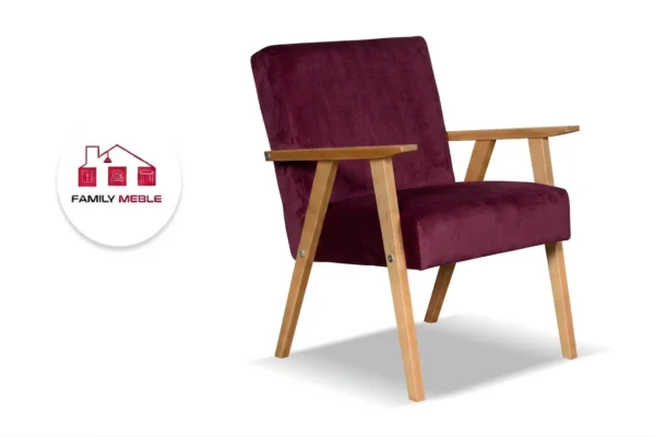 Family Meble — Zestaw wypoczynkowy sofa 2-os 2 fotele burgund welur Soler Family Meble