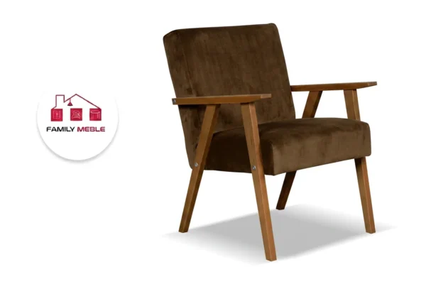 Family Meble — Zestaw wypoczynkowy sofa 2-os 2 fotele brązowy welur Soler Family Meble