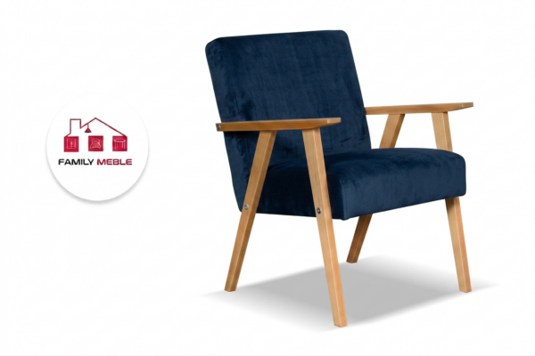 Family Meble — Zestaw wypoczynkowy sofa 2-os 2 fotele tkanina niebieski Soler Family Meble