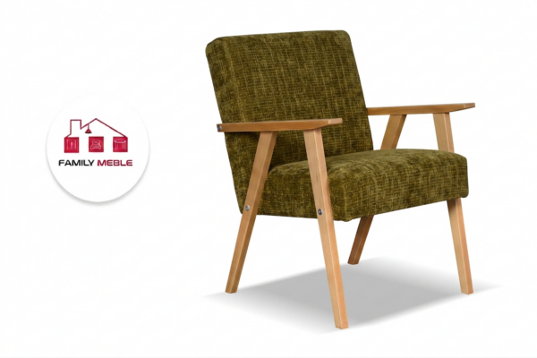 Family Meble — Zestaw wypoczynkowy sofa 2-os 2 fotele szenil welur zielony Soler Family
