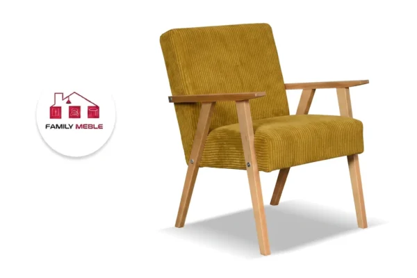 Family Meble — Zestaw wypoczynkowy sofa 2-os 2 fotele welur musztardowy Soler Family Meble