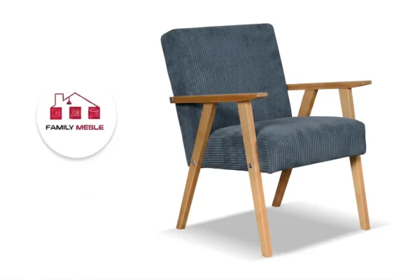 Family Meble — Zestaw wypoczynkowy sofa 2-os 2 fotele welur granatowy Soler Family Meble