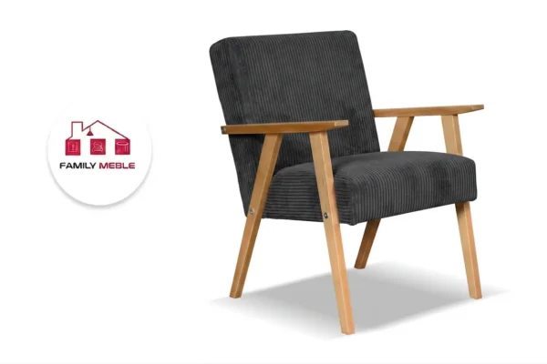 Family Meble — Zestaw wypoczynkowy sofa 2-os 2 fotele welurowy czarny Soler Family Meble