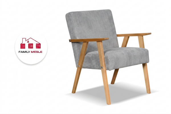 Family Meble — Zestaw wypoczynkowy sofa 2-os 2 fotele retro vintage welur szary Soler