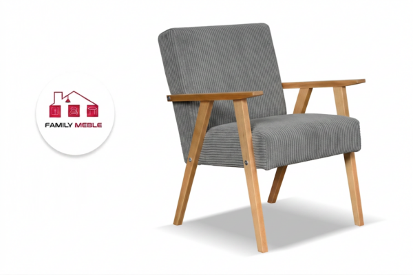 Family Meble — Zestaw wypoczynkowy sofa 2-os 2 fotele retro vintage welur szary Soler