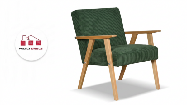 Family Meble — Zestaw wypoczynkowy sofa 2-os 2 fotele welur zielony Soler Family Meble
