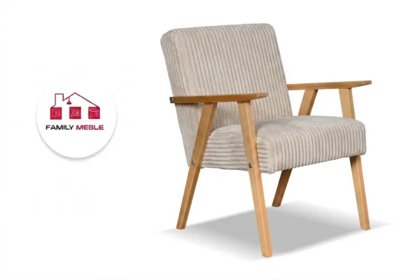 Family Meble — Zestaw wypoczynkowy sofa 2-os 2 fotele sztruks beżowy Soler Family Meble
