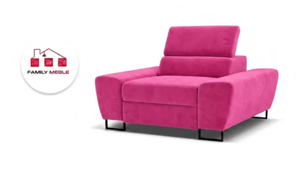 Family Meble — Fotel wypoczynkowy salon reg zagłówek sprężyny różowy Savio Family Meble