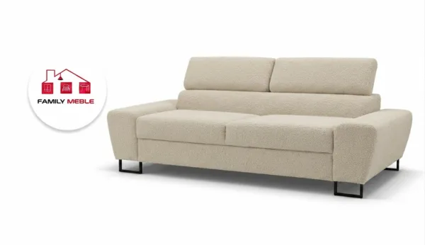 Family Meble — Kanapa sofa rozkładana f spania reg zagłówek welur beżowy Savio 2 os Family