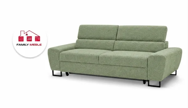 Family Meble — Kanapa sofa rozkładana f spania reg zagłówek Boucla miętowy Savio 2 os