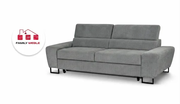 Family Meble — Kanapa sofa rozkładana f spania reg zagłówek sztruks grafit Savio 2 Family