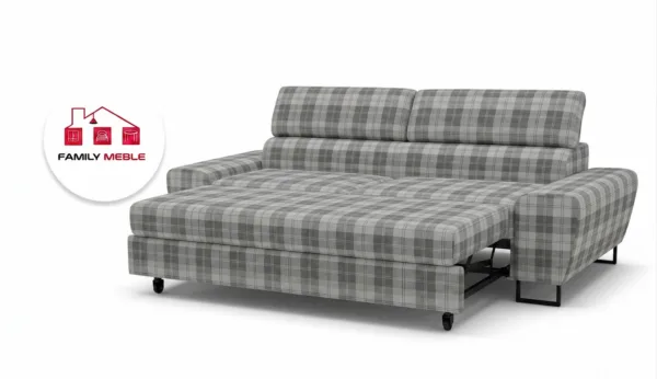 Family Meble — Kanapa sofa rozkładana f spania reg zagłówek pleciona szary Savio 2 Fam