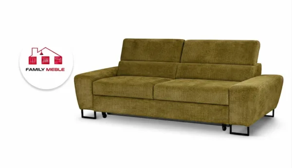 Family Meble — Kanapa sofa rozkładana f spania reg zagłówek szenil zielony Savio 2 Family