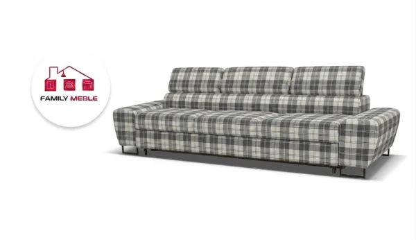 Family Meble — Kanapa sofa rozkładana f spania reg zagłówek pleciona czarny biały Savio 3
