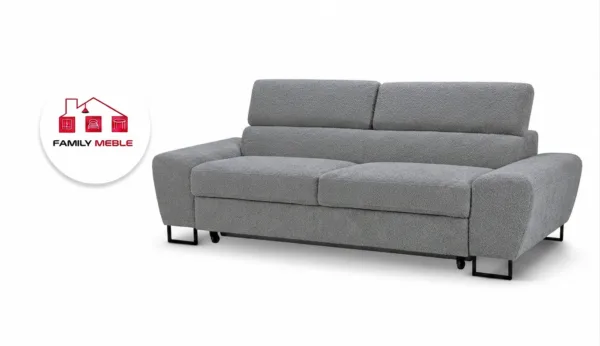 Family Meble — Zestaw wypoczynkowy sofa 2 fotele szary popielaty welur Savio Family Meble