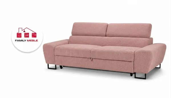 Family Meble — Zestaw wypoczynkowy sofa 2 fotele różowy welur salonu Savio Family Meble