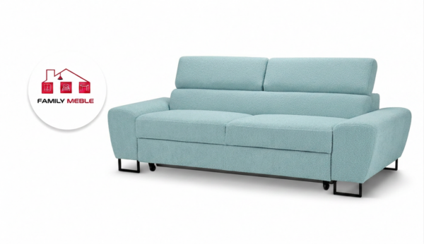 Family Meble — Zestaw wypoczynkowy sofa 2 fotele błękitny welur Hunter Savio Family Meble