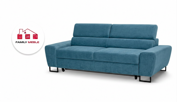 Family Meble — Zestaw wypoczynkowy sofa kanapa 2 fotele niebieski salon Savio Family Meble