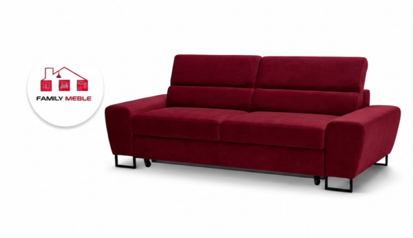 Family Meble — Zestaw wypoczynkowy sofa kanapa 2 fotele czerwony welur Savio Family Meble