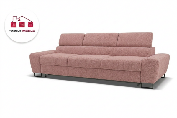 Family Meble — Zestaw wypoczynkowy sofa kanapa 3 fotele różowy welur wygodny Savio Family