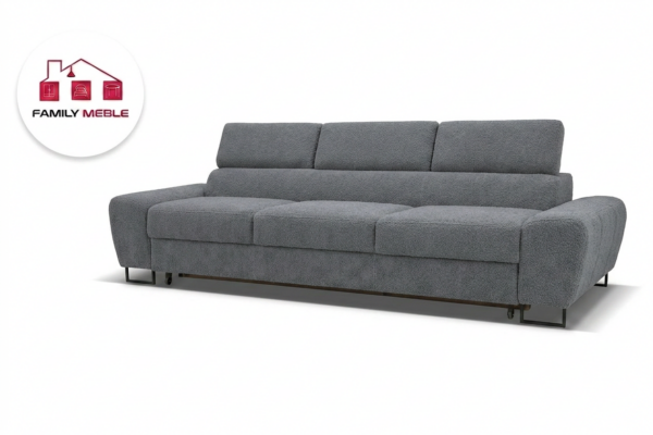 Family Meble — Zestaw wypoczynkowy sofa kanapa 3 fotele szary welur wygodny Savio Family