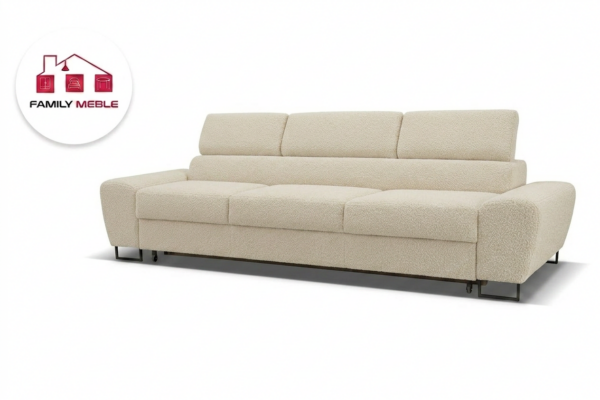 Family Meble — Zestaw wypoczynkowy sofa kanapa 3 fotele beżowy welur wygodny Savio Family
