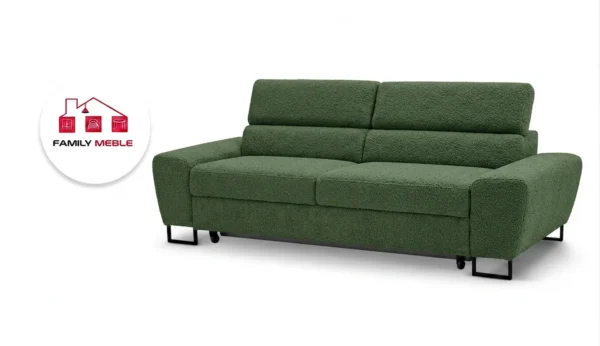 Family Meble — Zestaw wypoczynkowy sofa kanapa 2 fotele zielony welur Savio Family Meble