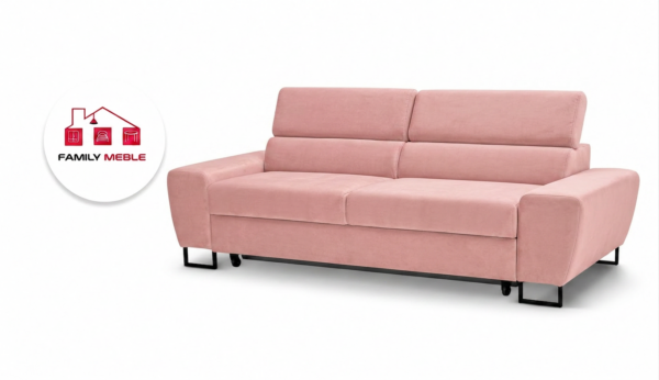 Family Meble — Zestaw wypoczynkowy sofa kanapa 2 fotele różowy welur Savio Family Meble