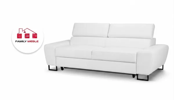 Family Meble — Zestaw wypoczynkowy sofa kanapa 2 fotele biały ekoskóra wygodny Savio