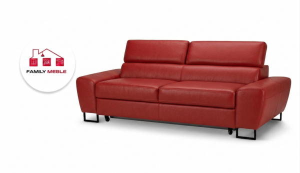 Family Meble — Zestaw wypoczynkowy sofa kanapa 2 fotele czerwony ekoskóra Savio Family