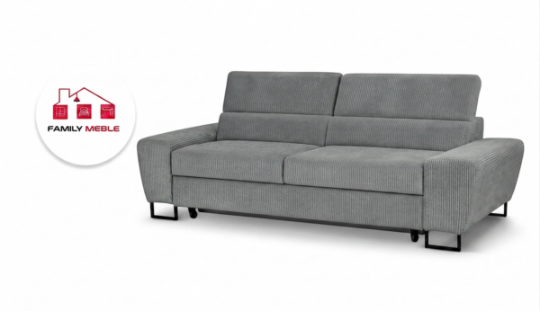 Family Meble — Zestaw wypoczynkowy sofa kanapa 2 fotele szary grafit sztruks Savio Family