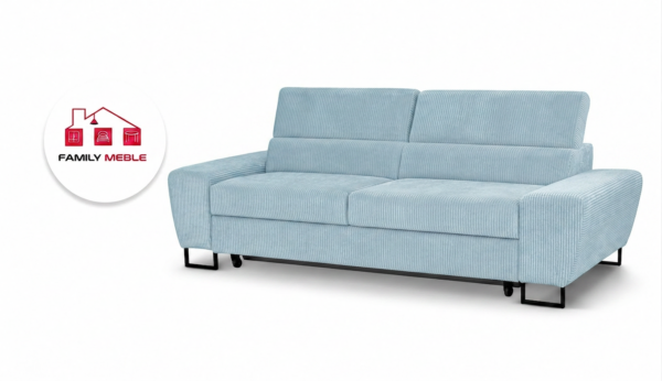 Family Meble — Zestaw wypoczynkowy sofa kanapa fotele błękitny sztruks Savio Family Meble