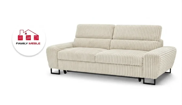 Family Meble — Zestaw wypoczynkowy sofa kanapa 2 fotele beż sztruks Savio Family Meble