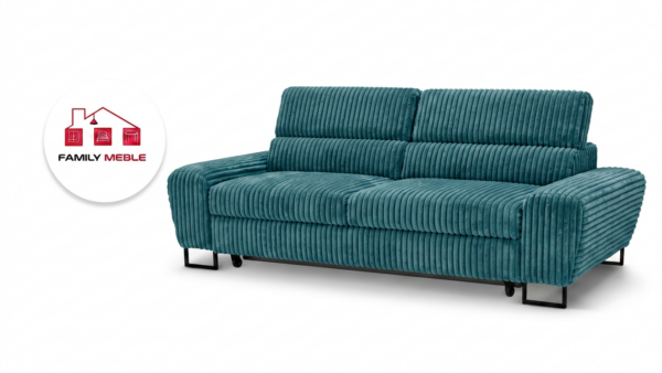 Family Meble — Zestaw wypoczynkowy sofa kanapa fotele niebieski sztruks Savio Family Meble