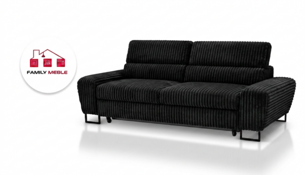 Family Meble — Zestaw wypoczynkowy sofa kanapa fotele czarny sztruks wygodny Savio Family
