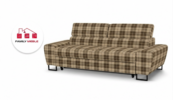 Family Meble — Zestaw wypoczynkowy sofa kanapa 2 fotele brąz kratka Savio Family Meble