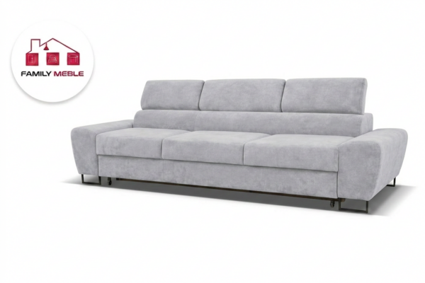 Family Meble — Zestaw wypoczynkowy sofa 3 kanapa fotele szary welur Savio Family Meble